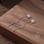 Sterling Silver Forget Me Not Flower Threader Earrings, thumbnail 3 of 10