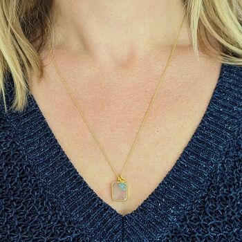 The Duo Rose Quartz Necklace, Gold Plated, 7 of 11