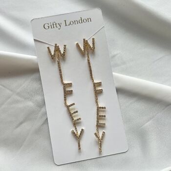 Wifey Silver Bride To Be Dangle Diamante Earrings, 5 of 5