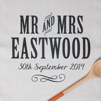 Personalised Mr And Mrs Anniversary Tea Towel Cotton, 3 of 4