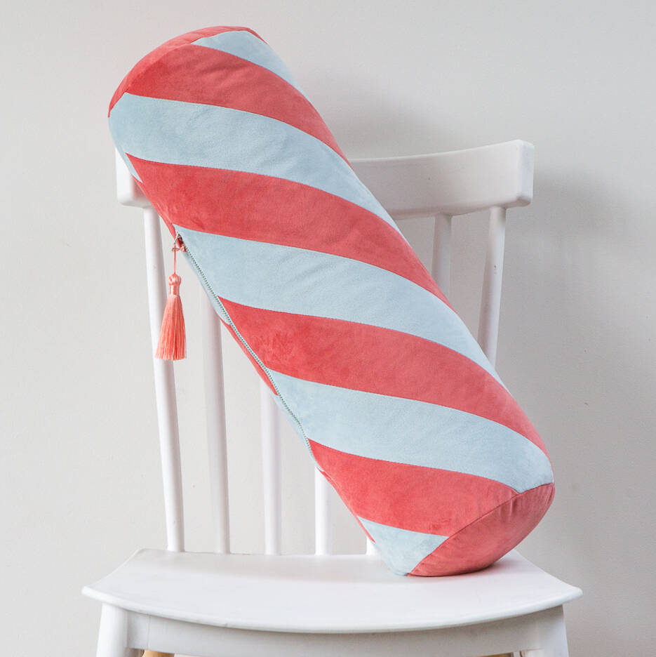 Velvet Stripe Bolster Cushion, 1 of 6