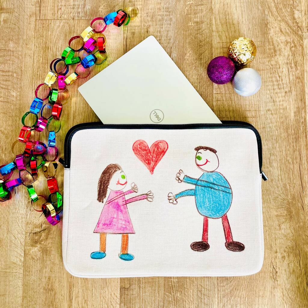 Christmas Laptop Sleeve With A Child's Drawing, 1 of 3
