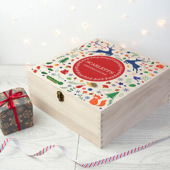 Personalised Festive Woodland Red Christmas Eve Box, 2 of 4