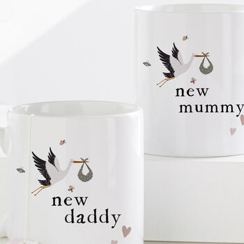 Mummy And Daddy Stork Personalised Mug Set, 3 of 3
