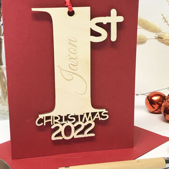 Card And Decoration Personalised 1st Christmas 2022, 2 of 10