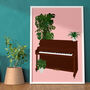 Piano Houseplant Print | Instrument Music Poster, thumbnail 5 of 10