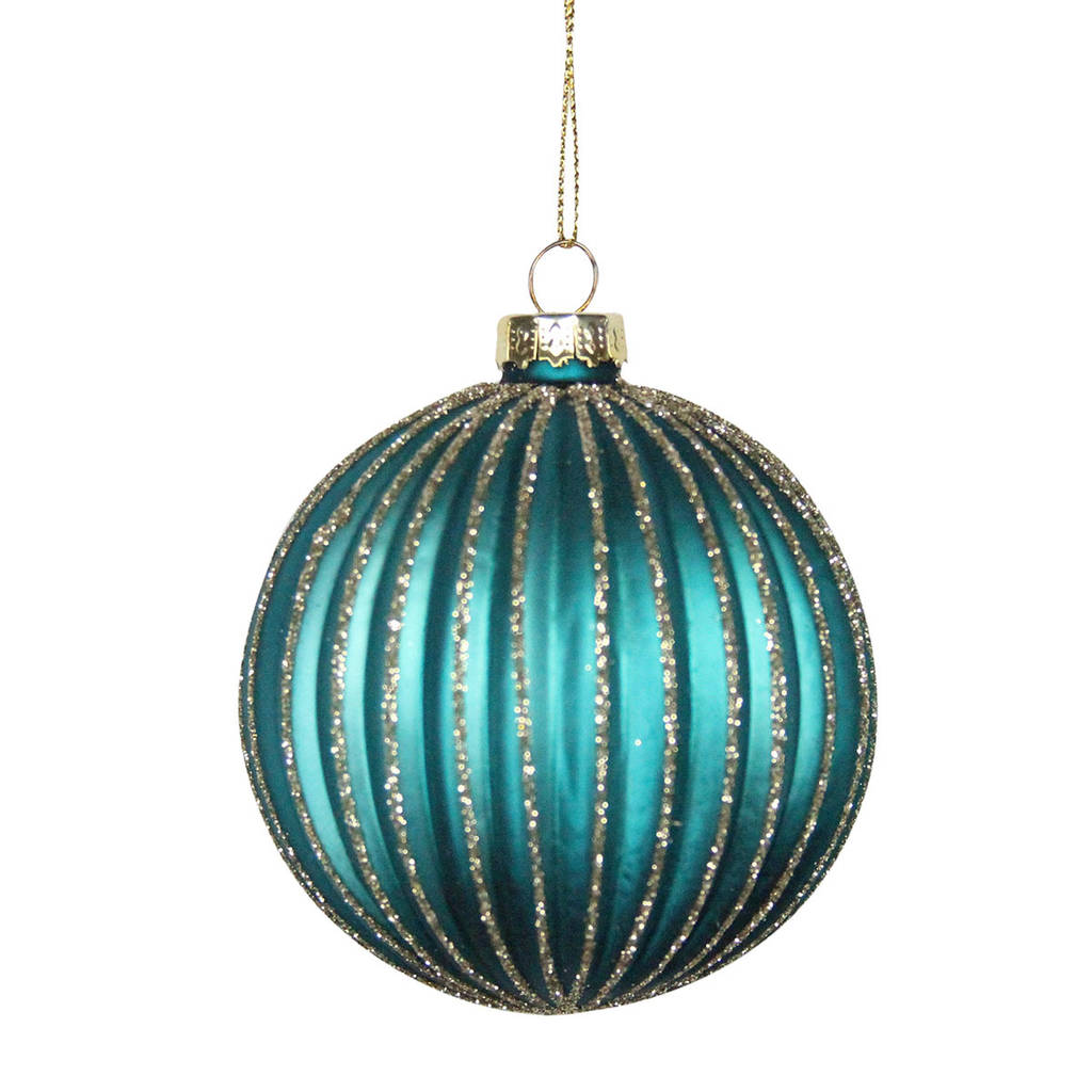 Turquoise Ribbed Glass Bauble By The Christmas Home ...