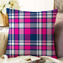 Plaid Cushion Cover With Tartan Pink And Blue Colours, thumbnail 1 of 4