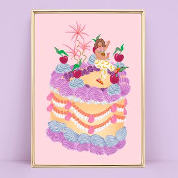 Colourful Fruit Cocktail Cake Personalised Art Print, 6 of 9