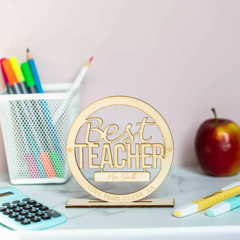 Personalised Wooden Best Teacher Award Plaque, 2 of 4