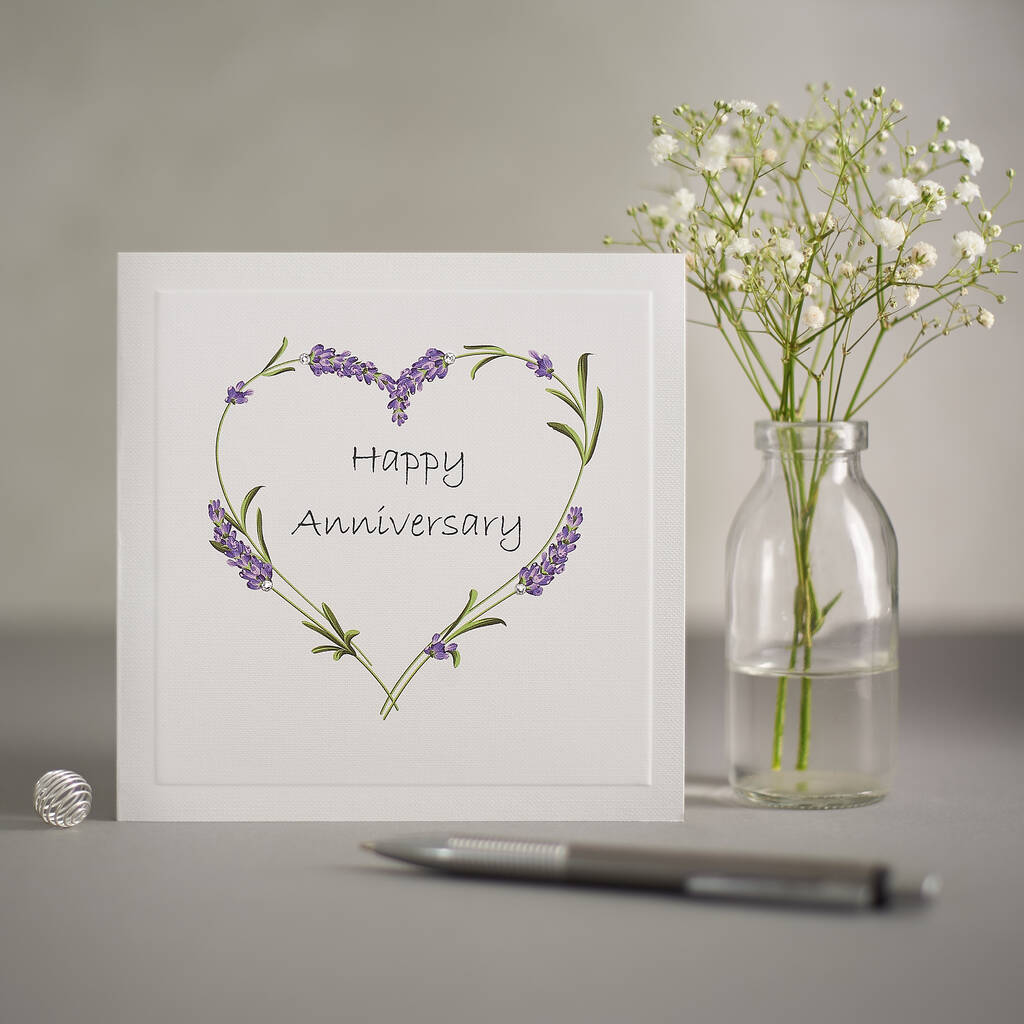 Handmade Lavender 'Happy Anniversary' Card, 1 of 2