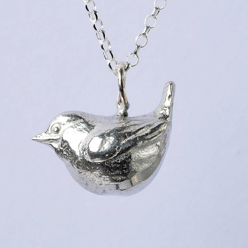 Bird, Wren, English Pewter Necklace, Bird Lovers Gifts By Glover and Smith