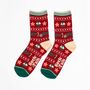 Women's Bamboo Socks Red Christmas Pudding, thumbnail 1 of 5