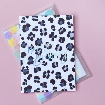 Happy Birthday Leopard Card With Confetti Envelope, 2 of 5
