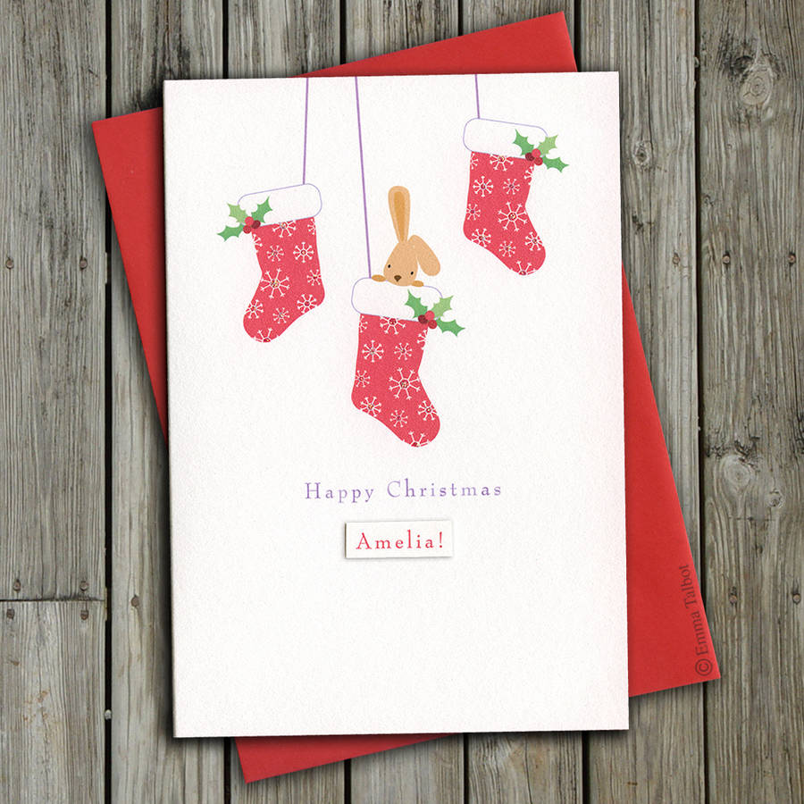 Baby's First Christmas Personalised Card: Stockings, 1 of 5
