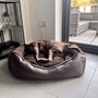 Vegan Leather And Sherpa Fleece Lined Dog Bed, thumbnail 6 of 12