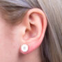 Sterling Silver Personalised Angry Skull Mismatched Hexagon Earrings With Initial, Halloween Jewellery, thumbnail 8 of 9