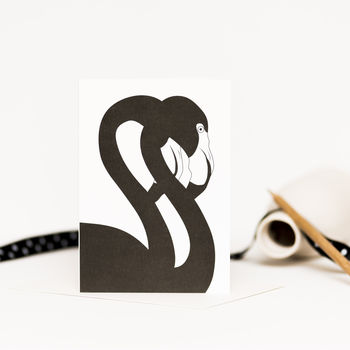 Black Flamingo Pair Blank Greetings Card, 2 of 7
