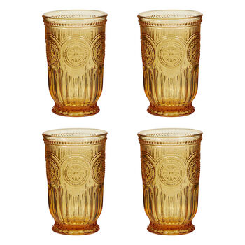 Set Of Four Zamora Amber Highball Tumblers, 2 of 5