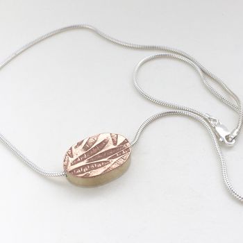 Embossed Medium Oval Reversible Necklace, 4 of 7