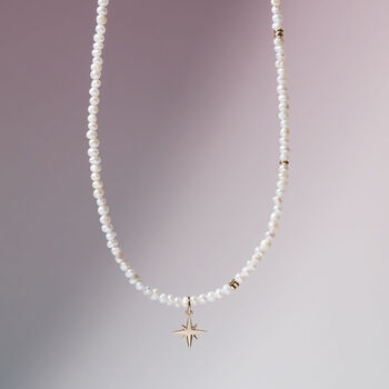 Seed Pearl Star Necklace 18ct Gold Vermeil Plating, 2 of 5