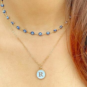 Personalized Layered Evil Eye Initial Choker Necklace, 5 of 5