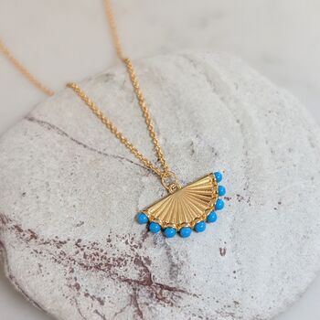 The Fan Turquoise Pendant Necklace, Gold Plated, 2 of 10