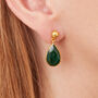 Emerald Teardrop Drop Earring With Gold Plated Stud, thumbnail 4 of 12