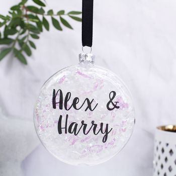 Iridescent Heart Name Christmas Bauble, 5 of 5