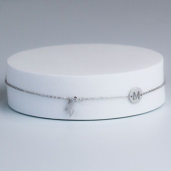 Sterling Silver M Initial Anklet, 2 of 5