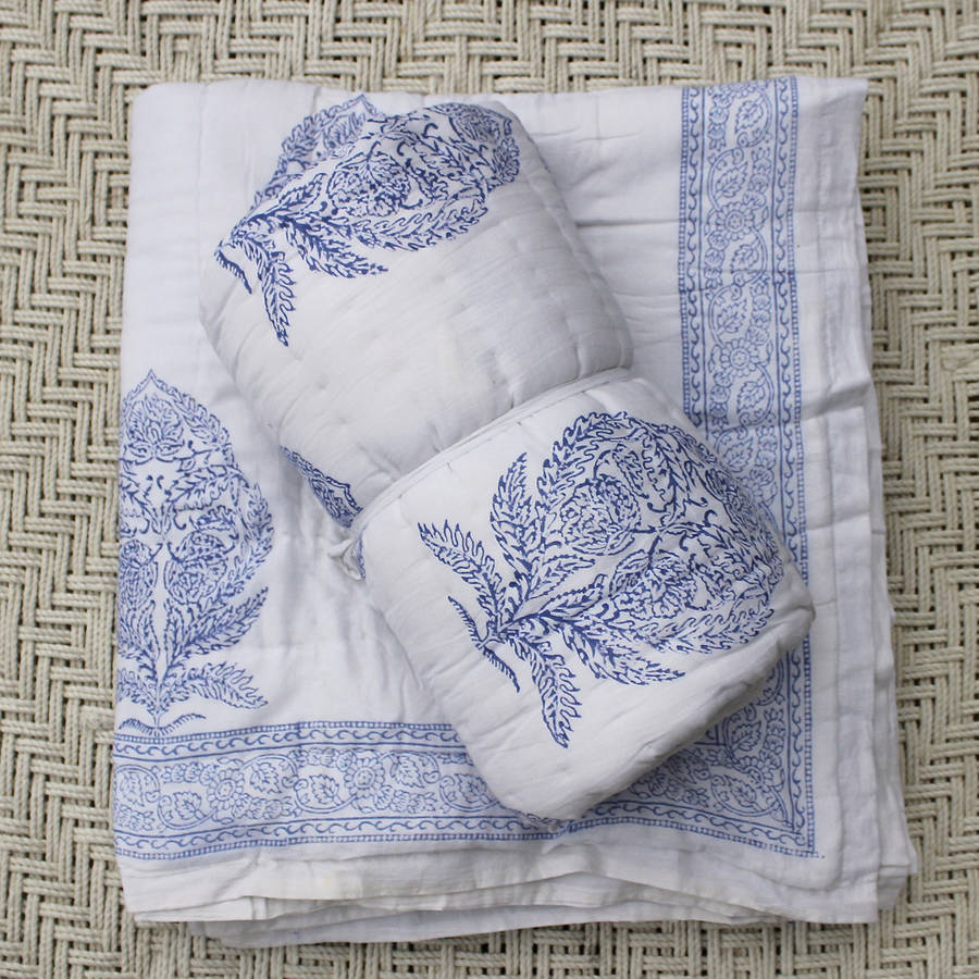 blue block print quilt by ibbi direct ltd