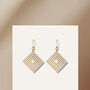 Cream And Pearlescent Taupe Geometric Diamond Shaped Earrings, thumbnail 2 of 6