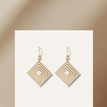 Cream And Pearlescent Taupe Geometric Diamond Shaped Earrings, 2 of 6