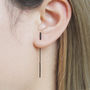Oxidised Silver Gunmetal Threader Bar Earrings, thumbnail 2 of 3