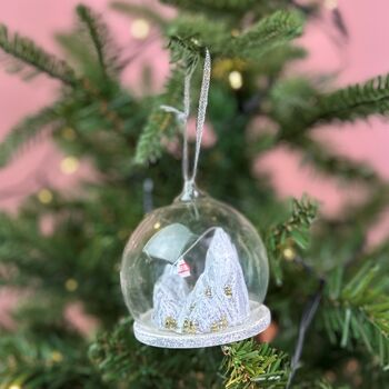 Personalised Ski Scene Dome Bauble, 4 of 5