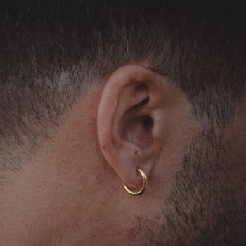 Mens Chunky 925 Sterling Silver Hoop Earrings, 6 of 8