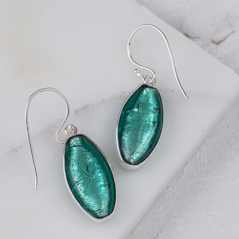 Silver Earrings With Ellipse Of Murano Glass, 3 of 12