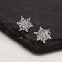 Snowflake Stud Earrings In Sterling Silver, thumbnail 6 of 12