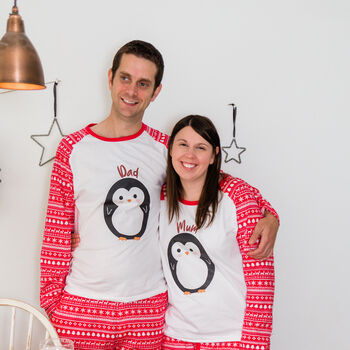 Personalised Nordic Penguin Family Christmas Pyjamas, 4 of 12