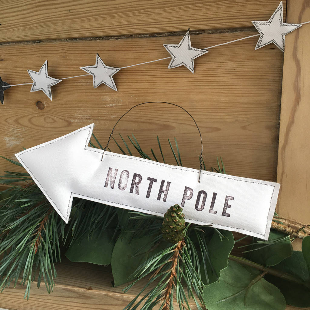 North Pole Canvas Arrow Sign By Lotta's House | notonthehighstreet.com