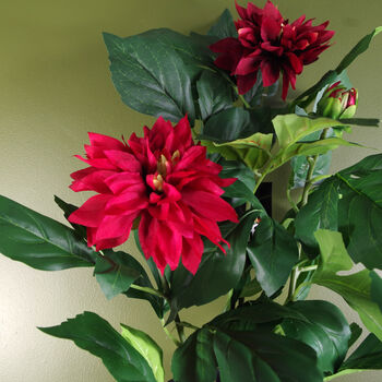 Artificial Dhalia Flowering Plant Red, 3 of 4