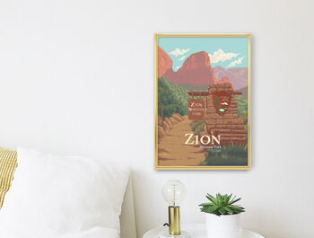 Zion National Park USA Travel Poster Art Print, 3 of 8