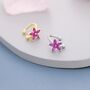 Sterling Silver Ruby Pink Cz Flower Ear Cuff, thumbnail 4 of 12