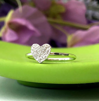 Sterling Silver Textured Heart Ring, 8 of 11