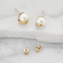 A Pair Of Solid Gold Pearl Stud Earrings, thumbnail 2 of 6