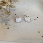 White Rainbow Specked Ceramic Cat Stud Earrings, thumbnail 6 of 7