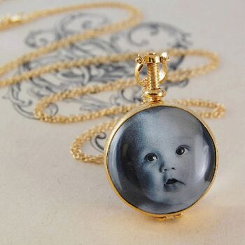 Round Reversible Photo Locket Sterling Silver Necklace, 3 of 4