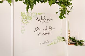 Foliage Wedding Welcome Sign In Frosted, 5 of 8
