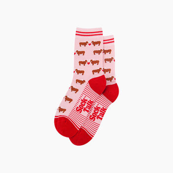 Highland Cow Hearts Bamboo Socks In Pink, 3 of 4