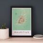 Framed And Personalised Mauritius Map Print, thumbnail 1 of 4